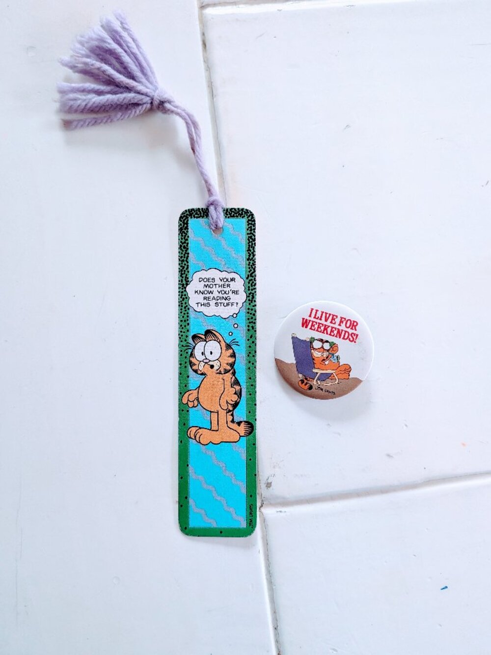 VTG 1978 Garfield Bookmark & Pin Jim Davis Bundle Rare Collectibles USA Cartoon